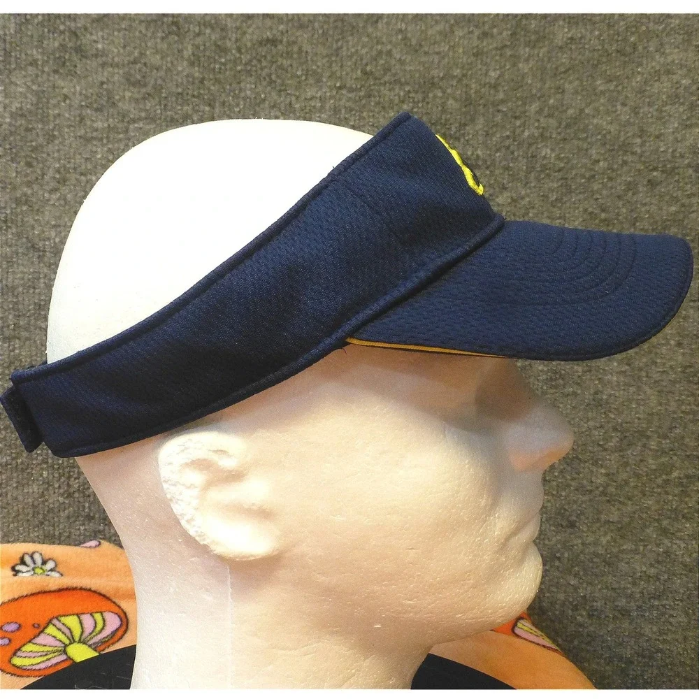 Adidas Climalite Visor Navy Blue Yellow Mesh Athletic Golf Adjustable Hat C153